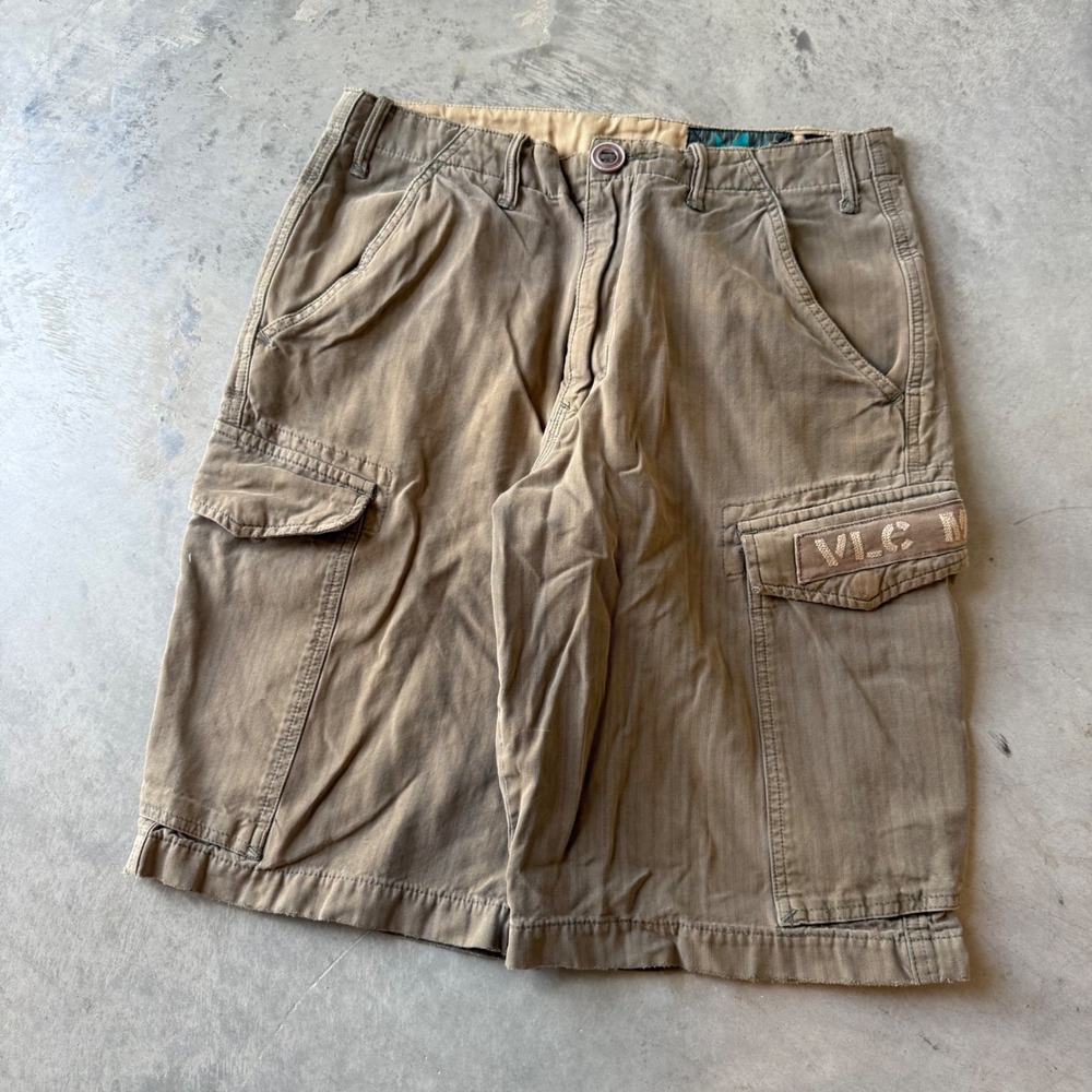 Volcom Scout Mens Cargo Shorts Khaki Tan Herringbone Size 30 Skateboarding Skate